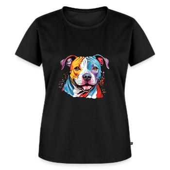 Mode für Hundefreunde – Zeige Liebe zu Pitbulls - Frauen Premium Bio T-Shirt - Schwarz - Vorne - Selfina (174cm)