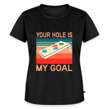 Cornhole Bean Bag Trou aveugle - T-shirt Premium bio Femme - noir - Devant - Selfina (174cm)