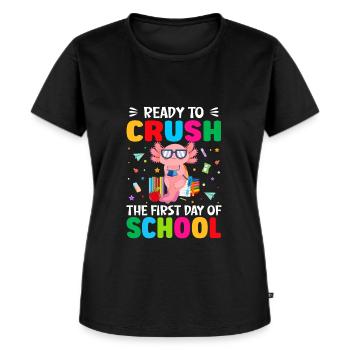 Bereit, Den Ersten Schultag Zu Überstehen - Frauen Premium Bio T-Shirt - Schwarz - Vorne - Selfina (174cm)