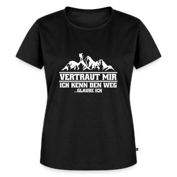 Wandern Bergsteigen Wanderung Natur Trekking - Frauen Premium Bio T-Shirt - Schwarz - Vorne - Selfina (174cm)