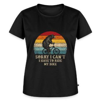 Fahrrad Bär BMX Retro Lustiger Spruch Vintage - Frauen Premium Bio T-Shirt - Schwarz - Vorne - Selfina (174cm)