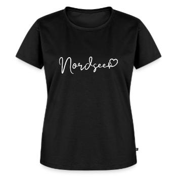 Nordsee Herzschlag - Frauen Premium Bio T-Shirt - Schwarz - Vorne - Selfina (174cm)