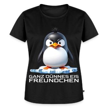 Ganz dünnes Eis Freundchen Pinguin - Frauen Premium Bio T-Shirt - Schwarz - Vorne - Selfina (174cm)