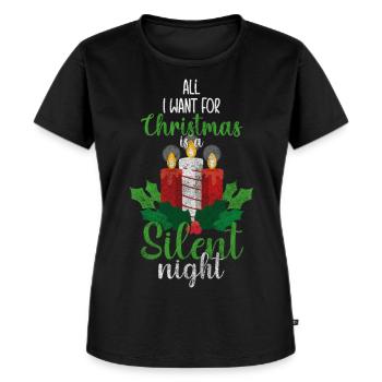 Winter Weihnachtsbaum Rentiere - Frauen Premium Bio T-Shirt - Schwarz - Vorne - Selfina (174cm)