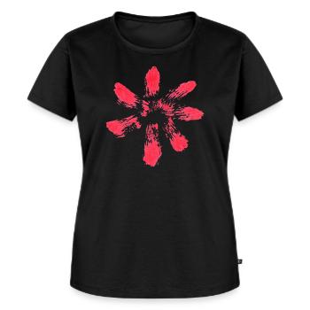 Blume - TUSCHE - Rot - Frauen Premium Bio T-Shirt - Schwarz - Vorne - Selfina (174cm)