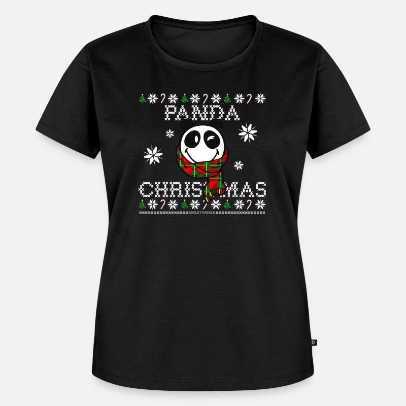 SmileyWorld Panda Christmas - Premium økologisk T-skjorte for kvinner - svart