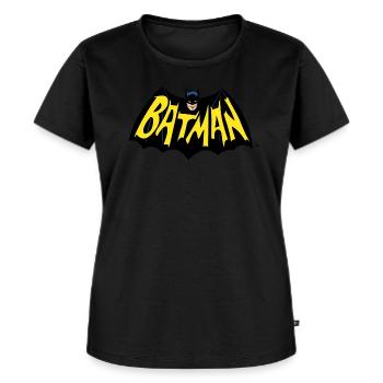DC Comics Symbol Und Schrift Vintage - Frauen Premium Bio T-Shirt - Schwarz - Vorne - Selfina (174cm)