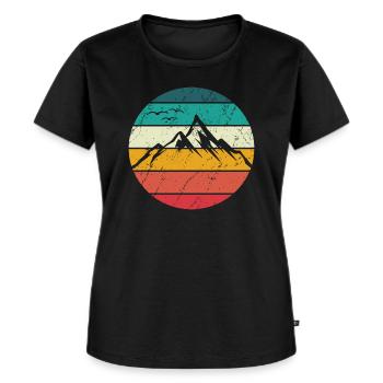 Berge Retro Berg Vintage Wandern Klettern Gebirge - Frauen Premium Bio T-Shirt - Schwarz - Vorne - Selfina (174cm)