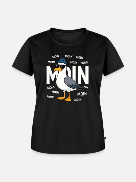 Moin Möwe – Norddeutsch & Lustig - Frauen Premium Bio T-Shirt - Schwarz