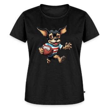 Rugbyspieler Chihuahua - Frauen Premium Bio T-Shirt - Schwarz - Vorne - Selfina (174cm)