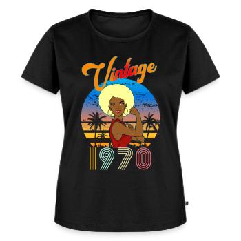 Vintage 1959 vintage Femme Afro blonde - T-shirt Premium bio Femme - noir - Devant - Selfina (174cm)
