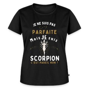 Signe astrologique scorpions humour - T-shirt Premium bio Femme - noir - Devant - Selfina (174cm)