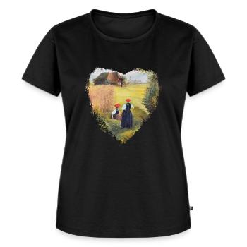 Schwarzwaldmädels mit Bollenhut - Frauen Premium Bio T-Shirt - Schwarz - Vorne - Selfina (174cm)