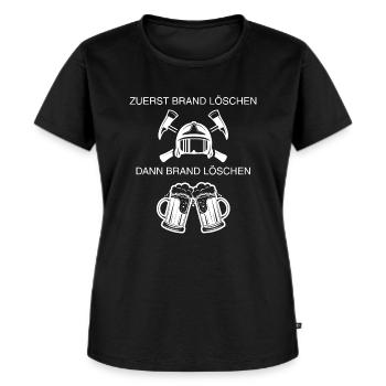 ZUERST BRAND LOeSCHEN - Frauen Premium Bio T-Shirt - Schwarz - Vorne - Selfina (174cm)