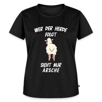 Wer der Herde folgt sieht nur Ärsche - Frauen Premium Bio T-Shirt - Schwarz - Vorne - Selfina (174cm)