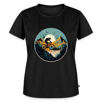 Mountainbike BMX MTB Fahrrad Street Trial Outdoor - Frauen Premium Bio T-Shirt - Schwarz - Vorne - Selfina (174cm)