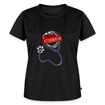 Tier Untersuchung beim Tierarzt hilft Tierlieb - Frauen Premium Bio T-Shirt - Schwarz - Vorne - Selfina (174cm)