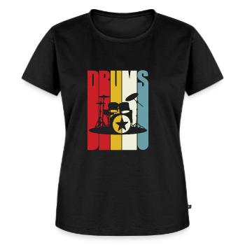 Drums Retro Schlagzeug Musiker Rock neu Geschenk - Frauen Premium Bio T-Shirt - Schwarz - Vorne - Selfina (174cm)