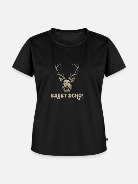 Basst Scho, Bayrisch, Bayern Hirsch - Frauen Premium Bio T-Shirt - Schwarz