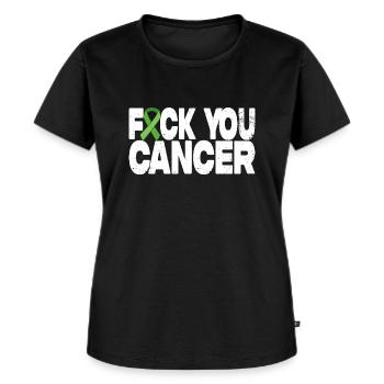 Fuck You Cancer - Grüne Schleife - Frauen Premium Bio T-Shirt - Schwarz - Vorne - Selfina (174cm)
