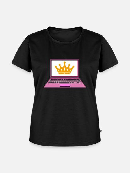 Computer Krone Königin Programmiererin - Frauen Premium Bio T-Shirt - Schwarz