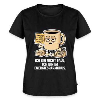 Müde Kaffeetasse im Sparmodus - Frauen Premium Bio T-Shirt - Schwarz - Vorne - Selfina (174cm)