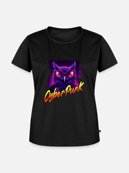 Cyberpunk-Eule - Frauen Premium Bio T-Shirt - Schwarz