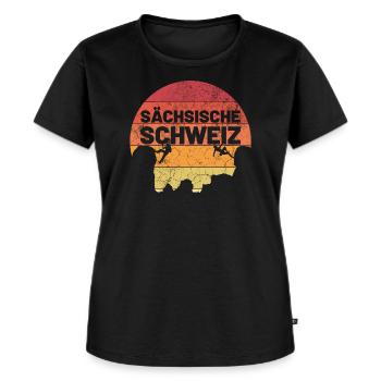 sächsische Schweiz klettern bergsteigen Berg Shirt - Frauen Premium Bio T-Shirt - Schwarz - Vorne - Selfina (174cm)