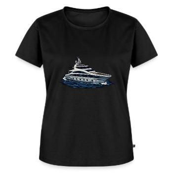 Yacht Skib - Premium økologisk T-shirt til kvinder - sort - Foran - Selfina (174cm)