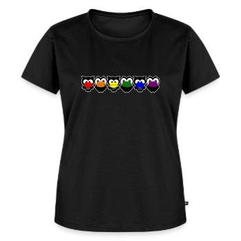 Eulen Regenbogen Mundschutz Corona - Frauen Premium Bio T-Shirt - Schwarz - Vorne - Selfina (174cm)