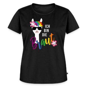LGBT Braut Lama Junggesellinnenabschied JGA - Frauen Premium Bio T-Shirt - Schwarz - Vorne - Selfina (174cm)
