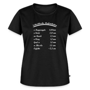 schwäbische Maßeinheiten - Frauen Premium Bio T-Shirt - Schwarz - Vorne - Selfina (174cm)