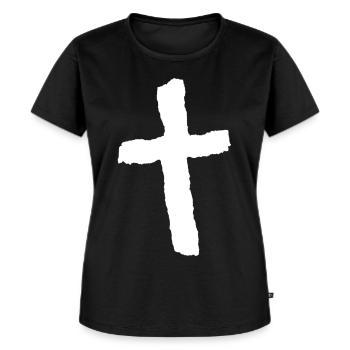 Christian cross - Women's Premium Organic T-shirt - black - Front - Selfina (174cm)