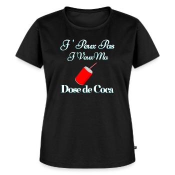 J peux pas je veux ma dose de coca - T-shirt Premium bio Femme - noir - Devant - Selfina (174cm)