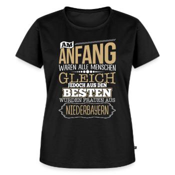 NIEDERBAYERN, wo die Besten Frauen herkommen - Frauen Premium Bio T-Shirt - Schwarz - Vorne - Selfina (174cm)