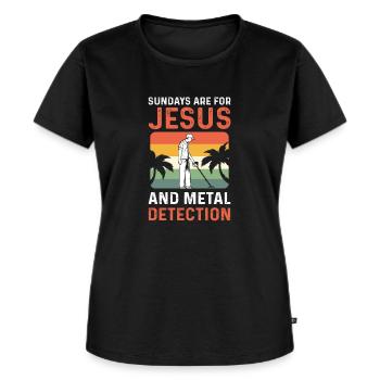 Les dimanches sont pour Jésus et la détection des métaux - T-shirt Premium bio Femme - noir - Devant - Selfina (174cm)