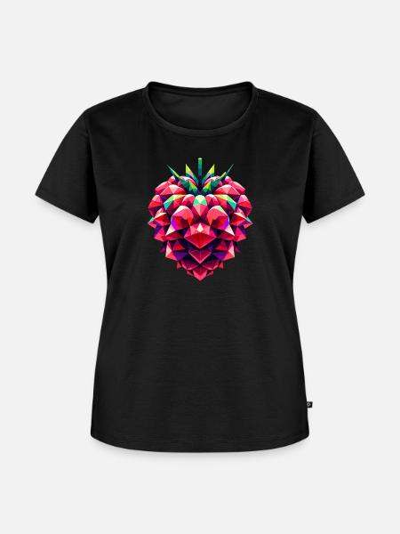 Geometrischer Himbeerbaum: Lebendiges Low-Poly-Artwork - Frauen Premium Bio T-Shirt - Schwarz