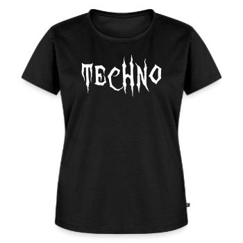 Techno Schriftzug Horror Böse Harder Styles - Frauen Premium Bio T-Shirt - Schwarz - Vorne - Selfina (174cm)