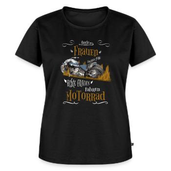 Echte Frauen fahren Motorrad - Frauen Premium Bio T-Shirt - Schwarz - Vorne - Selfina (174cm)