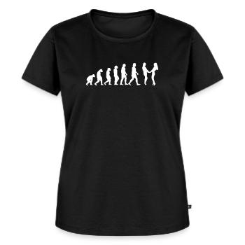 Lgbtq Regenbogenflagge Lesbisch Evolution Queer - Frauen Premium Bio T-Shirt - Schwarz - Vorne - Selfina (174cm)