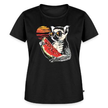 Lémurien Lémurien à queue annelée Lémurien de Madagascar animal pastèque - T-shirt Premium bio Femme - noir - Devant - Selfina (174cm)