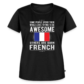 Français France Drapeau Français origine - T-shirt Premium bio Femme - noir - Devant - Selfina (174cm)