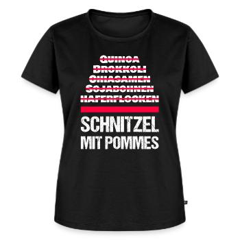 Schnitzel mit Pommes - Frauen Premium Bio T-Shirt - Schwarz - Vorne - Selfina (174cm)