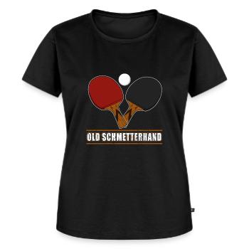 Old Schmetterhand Tischtennis Geschenk Tischtennis - Frauen Premium Bio T-Shirt - Schwarz - Vorne - Selfina (174cm)