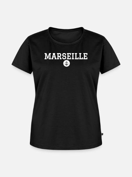 Marseille Medaillon Anker - Frauen Premium Bio T-Shirt - Schwarz