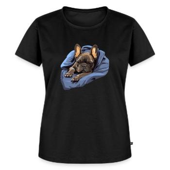 chiot chien mignon bouledogue français - T-shirt Premium bio Femme - noir - Devant - Selfina (174cm)