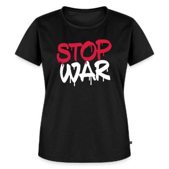 ARRÊTEZ LA GUERRE - T-shirt Premium bio Femme - noir - Devant - Selfina (174cm)