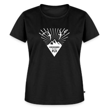 Schwalben Mauersegler Berge DESIGNED FLY - Frauen Premium Bio T-Shirt - Schwarz - Vorne - Selfina (174cm)