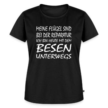 Meine Flügel Sind Bei Der Reparatur Halloween Hexe - Frauen Premium Bio T-Shirt - Schwarz - Vorne - Selfina (174cm)