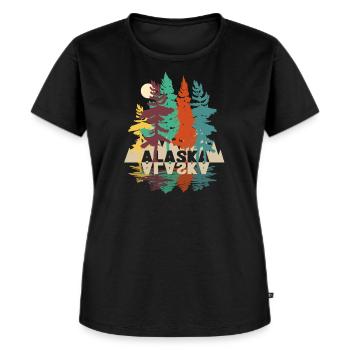 alaska wald wilde natur - Frauen Premium Bio T-Shirt - Schwarz - Vorne - Selfina (174cm)